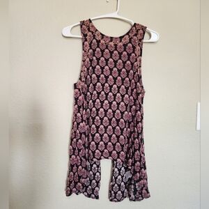 Boho Open Back Tunic Tank Top Size Small